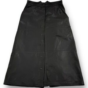 West Bay Gray Napa Leather Flat Front Snap Up Skirt Womens Size 10